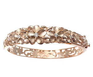 【送料無料】ブレスレット　アクセサリ―　ピンク925hawaiian fancy plumeria flower maile leafpink rose gold silver 925 hawaiian fancy plumeria flower maile leaf