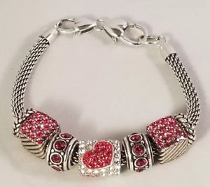 【送料無料】ブレスレット　アクセサリ&mdash;　ブライトンブレスレットレッドシルバースワロフスキークリスタルbrighton charm bracelet and charms lot red amp; silver with swarovski crystals｜hokushin