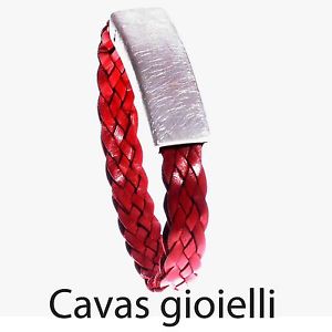 【送料無料】ブレスレット　アクセサリ―　9251000mens bracelet 925 silver1000 and leather braided, with central rule measures
