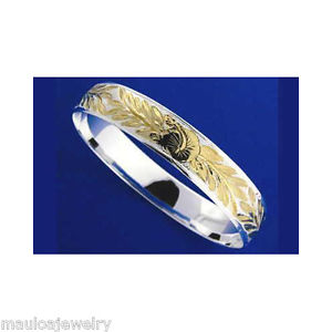 【送料無料】ブレスレット　アクセサリ―　leaf 15mm 2シルバー925ハワイブレスレットハイビスカスmailesilver 925 hawaiian rigid bracelet flower hibiscus maile leaf 15mm 2 tones