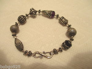 【送料無料】ブレスレット　アクセサリ―　ブレスレットバリsアメジスト925スターリング825リンクbracelet bali bead links amethyst 925 sterling silver 825 in long s clasp 22,185円