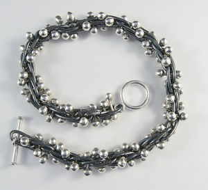 【送料無料】ブレスレット　アクセサリ―　ダークスターリングシルバーブレスレットボール925 sterling silver bracelet with dark patina and spiraling balls for 8 wrist 23,345円