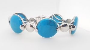【送料無料】ブレスレット　アクセサリ―　ターコイズスターリングシルバーレディースブレスレットドル natural turquoise sterling silver ladies bracelet rrp 499