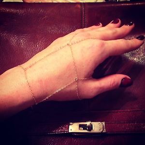 【送料無料】ブレスレット　アクセサリ―　カスタムオーダーｋゴールドチェーンラインストーンcustom order 214k gold filled rectangle chain slavebracelets 1 rhinestone