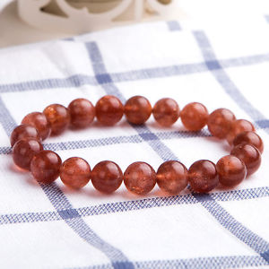【送料無料】ブレスレット　アクセサリ―　ゴールドストロベリークォーツゴールドビーズブレスレットクリア listing9mm natural gold strawberry quartz gold suntone clear beads bracelet aaa