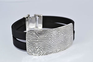 【送料無料】ブレスレット アクセサリ— スターリングシルバーハンドメイドソリッドレザーブレスレットインチ925 sterling silver handmade solid leather bracelet 8 2 inches|hokushin
