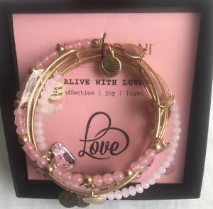 【送料無料】ブレスレット　アクセサリ―　アレックスカードボックスブレスレットnwt alex and ani alive with love set of 5 gold bracelets with card and box