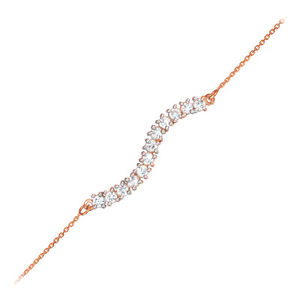 【送料無料】ブレスレット　アクセサリ&mdash;　ｋローズゴールドストーンブレスレット14k rose gold curved shaped studded cz stone journey bracelet｜hokushin 24,735円
