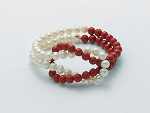 【送料無料】ブレスレット　アクセサリ―　milunaブレスレットコーラルレッドpbr2439miluna bracelet woman pearls and agglomeration coral red reference pbr2439