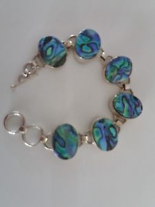 【送料無料】ブレスレット アクセサリ— アワビスターリングシルバーブレスレットabalone shell stirling silver bracelet|hokushin