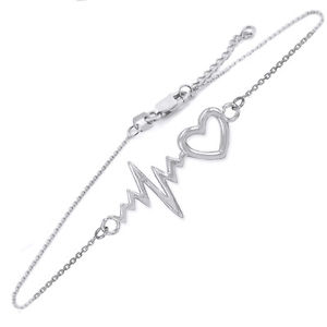 【送料無料】ブレスレット　アクセサリ―　14kホワイトゴールドブレスレット14k white gold heartbeat bracelet