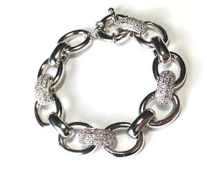 【送料無料】ブレスレット　アクセサリ―　ニュー75ニュースターリング925czリンクブレスレット 75 gorgeous sterling silver 925 large link bracelet with cz