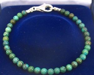 【送料無料】ブレスレット　アクセサリ―　ターコイズビードスターリングシルバーブレスレットビーズturquoise gemstone beads bead 925 sterling silver bracelet natural blue green