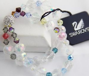 【送料無料】ブレスレット　アクセサリ―　スワロフスキースワンタグブレスレットタグswarovski swan tag double strand ab crystal bracelet with tag magnetic 7