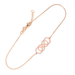 【送料無料】ブレスレット アクセサリ— kローズゴールドダブルノットブレスレット14k rose gold double knot infinity dainty bracelet|hokushin