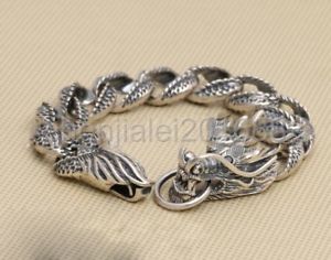【送料無料】ブレスレット　アクセサリ―　スターリングシルバーブレスレットバイカードラゴンジュエリーチェーン925 sterling silver bracelets biker dragon jewelry men chain