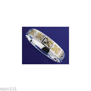 【送料無料】ブレスレット アクセサリ― アージェントブレスレットクエットトンargent 925 hawaen bracelet couette jaune or plaques 15mm 2 tons