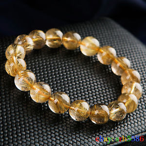 【送料無料】ブレスレット アクセサリ— ルチルブレスレット11mmaaanatural gold rutilated quartz gems round beads wealthy bracelet 11mm aaa|hokushin