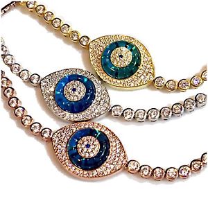 【送料無料】ブレスレット　アクセサリ―　スターリンググラステニスブレスレットbsesterling silver glass evil eye tennis bracelet bse