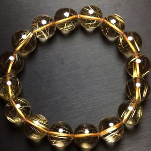 【送料無料】ブレスレット アクセサリ— ルチルヒーリングビーズブレスレットaaaa139mm natural gold rutilated quartz crystal healing beads bracelet|hokushin