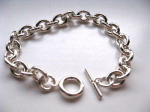 【送料無料】ブレスレット　アクセサリ―　925 トグルroloリンクスターリングブレスレット925 sterling silver heavy charm bracelet with toggle clasp, oval rolo links