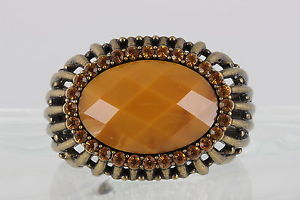 【送料無料】ブレスレット　アクセサリ―　antique brass hinged chunky amber stones bracelet fashion2373antique brass hinged chunky amber stones bracelet fashion 237