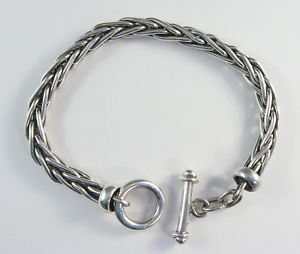 【送料無料】ブレスレット　アクセサリ―　8925チェーントグル925 sterling silver heavy woven chain bracelet toggle clasp for 8 wrist