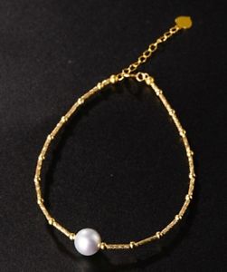 【送料無料】ブレスレット　アクセサリ―　ゴールドブレスレットチェーン18k gold amp; natural seawater pearl bracelet chain s2663
