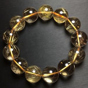 【送料無料】ブレスレット　アクセサリ―　ルチルヒーリングラウンドビーズブレスレット178mm aaaa natural gold rutilated quartz crystal healing round beads bracelet