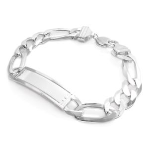 【送料無料】ブレスレット　アクセサリ―　スターリングシルバーファンシーフィガロブレスレットサービス925 sterling silver fancy 9 brushed figaro id bracelet free engraving
