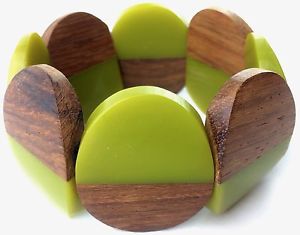 【送料無料】ブレスレット アクセサリ— ゴージャスビンテージベークライトビードストレッチブレスレットクラシックgorgeous vintage bakelite amp; wood fused bead stretch bracelet classic 1960s1970s|hokushin