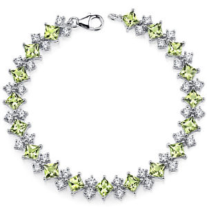 【送料無料】ブレスレット　アクセサリ&mdash;　プリンセスグリーンペリドットスターリングシルバーブレスレット125 ct princess green peridot sterling silver bracelet｜hokushin