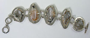 【送料無料】ブレスレット　アクセサリ&mdash;　シルバーブレスレット950 silver geode bracelet 476g｜hokushin