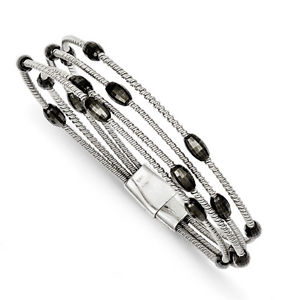 【送料無料】ブレスレット　アクセサリ&mdash;　925 スターリングルテニウムスライドブレスレット75925 sterling silver ruthenium silver bead slide clasp flexible bracelet 75｜hokushin