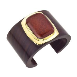 【送料無料】ブレスレット　アクセサリ―　ローズウッドカネカフ18k vermeil rosewood amp; carnelian cuff