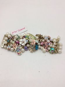 【送料無料】ブレスレット アクセサリ— ドルジョンソンクリスタルパールブレスレット165 betsey johnson stone crystal pearl floral statement bracelet m153|hokushin