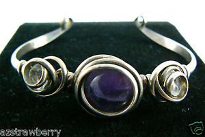 【送料無料】ブレスレット　アクセサリ―　スターリングシルバーアメジストクリスタルカフブレスレットドルhand crafted sterling silver 925 genuine amethyst crystal cuff bracelet wow 0s