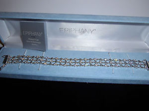 【送料無料】ブレスレット アクセサリ— プラチナクラッドスターリングシルバーテニスepiphany platinum clad 925 sterling silver 3row tennis braceletnever worn|hokushin