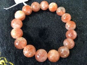 【送料無料】ブレスレット　アクセサリ&mdash;　ラウンドストレッチブレスレット12mm genuine round sunstone stretch bracelet, 75｜hokushin