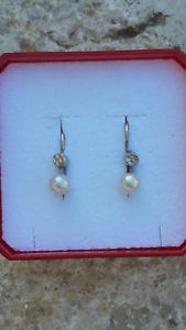 【送料無料】ブレスレット アクセサリ— イヤリングホワイトゴールドパールglovely earrings white gold 18 k750 4,3 pearl1,08g|hokushin