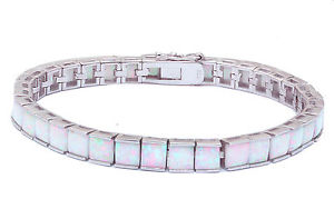 【送料無料】ブレスレット アクセサリ— プリンセスカットオパールスターリングシルバーブレスレット20ct princess cut fire white opal 925 sterling silver bracelet|hokushin