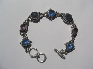 【送料無料】ブレスレット　アクセサリ―　サルダブレスレットスターリングシルバーアメジストインチsarda toggle bracelet 925 sterling silver amethyst amp; blue stones 8 inch signed