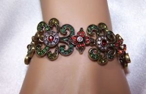 【送料無料】ブレスレット　アクセサリ―　ハイジクリスタルリンクブレスレット heidi daus crystal link bracelet grecian mystical garden red green nib d