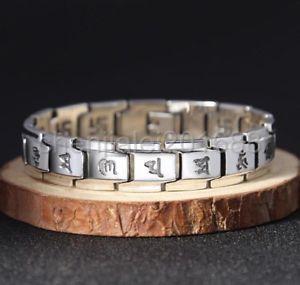 【送料無料】ブレスレット　アクセサリ&mdash;　925スターリングmensブレスレットhuge heavy 925 sterling silver buddhist scriptures mens biker punk bracelet｜hokushin