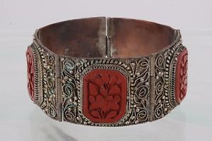 【送料無料】ブレスレット　アクセサリ―　デザインパネルブレスレットファッションchina filigree cinnabar carved design panel bracelet fashion 6163