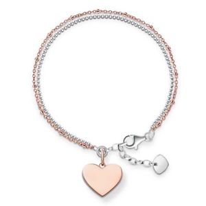 【送料無料】ブレスレット　アクセサリ―　トーマススターリングシルバーローズゴールドハートブレスレットgenuine thomas sabo sterling silver rose gold heart bracelet tlba0102