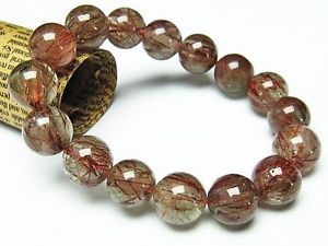 【送料無料】ブレスレット アクセサリ— レッドブラウンルチルクォーツラウンドビーズブレスレット13mm rare 5a natural red brown rutilated quartz round beads bracelet gift bl5349|hokushin