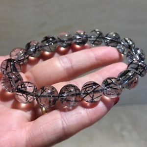 【送料無料】ブレスレット　アクセサリ&mdash;　ナチュラルブラックルチルブラジルラウンドビーズブレスレット｜hokushin