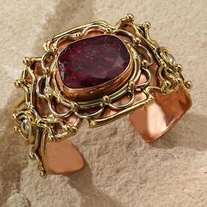 【送料無料】ブレスレット　アクセサリ&mdash;　タラサカフブレスレット tara mesa 5316ctw rough ruby textured cuff bracelet｜hokushin