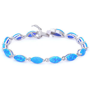 【送料無料】ブレスレット アクセサリ— オパールスターリングシルバーブレスレットmarquise cut blue fire opal 925 sterling silver bracelet 725|hokushin